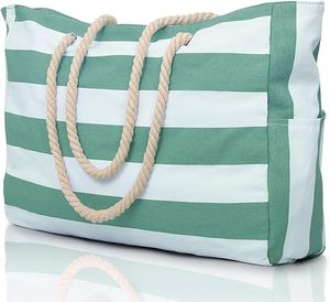 Bolsa de Playa a Rayas para Mujer, Ecológica, con Logotipo Personalizado, Resistente a la Arena, con Cierre, Impermeable, para Natación - Product Image 6
