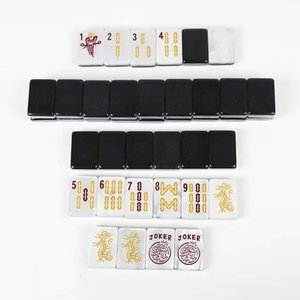 Jeu <span class=keywords><strong>de</strong></span> <span class=keywords><strong>Mahjong</strong></span> en Acrylique à Motif Marbre Noir et Blanc - Portable, 144 Tuiles, Jeu Standard <span class=keywords><strong>Chinois</strong></span> et Américain - Product Image 2