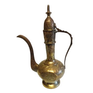 Antique Finished Brass <b>Casted</b> Aftaba Engraved Arabian Brass Pitcher Aftaba Supplies Best Quality Middle Eastern Tea Pot - Product Image 5