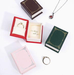 Custom Logo Rectangle Vintage Book-Shaped Velvet Jewelry <b>Box</b> Magnetic Closure Flip Ring <b>Earrings</b> Necklaces Packaging <b>Gift</b> Luxury - Product Image 1