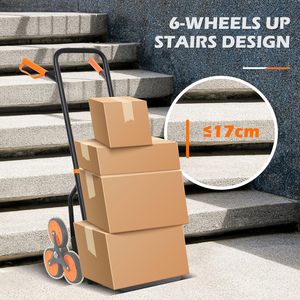 Chariot à main pour monter les escaliers, robuste, pliable, plateforme à 6 roues, poignées en acier inoxydable, capacité de charge de 120 kg, outils - Product Image 4