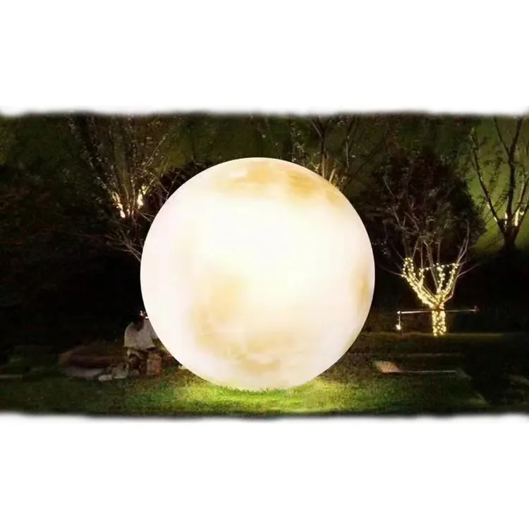 Fiberglass Globe Pathway Waterproof Full Moon Outdoor Lantern Night LED Moon Ramadan Decorations Lamp Garden Ball Sphere Lights