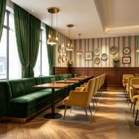 Meubles de design intérieur de café en bois sur mesure, personnalisation complète de la pièce, vitrine en verre, comptoir de bar, éclairage LED, respectueux de l'environnement