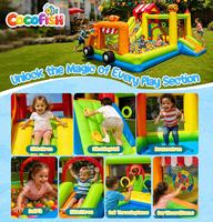 Château gonflable COCOFISH pour enfants avec double toboggan, château gonflable en tissu Oxford, château gonflable pour enfants pour fête en plein air