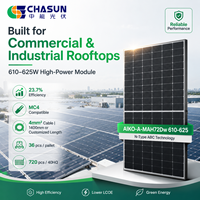 Panneaux photovoltaïques bifaciaux en verre double de type N TOPCon AIKO 610-625W entièrement noirs, demi-cellules, 23,7 % d'efficacité, pour usage commercial et utilitaire