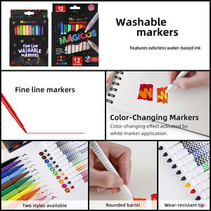 Macaron 12 adet yıkanabilir Marker kalem seti renk değiştiren İşaretleyiciler ince çizgi sanat çizim için renkli işaretleme kalemleri - Product Image 5