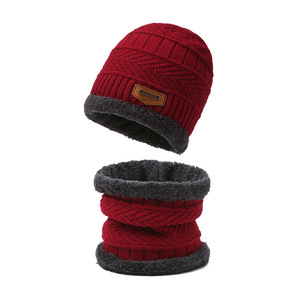 Ensemble de chapeaux d'hiver pour hommes, bonnet en laine tricoté avec doublure en polaire, cache-cou, ensemble deux pièces pour la protection contre le froid - Product Image 2