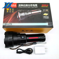 Lampe torche laser blanche super lumineuse pour extérieur, rechargeable par USB, lampe torche tactique LED, étanche, lampes torche porte-clés