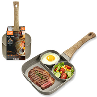 Sartén Cuadrada para Huevos RAF R.2544 de 17 cm con Mango Estilo Madera, Antiadherente, Fácil de Limpiar, Sartén 3 en 1 para Cocinas de Gas y Eléctricas en Casa