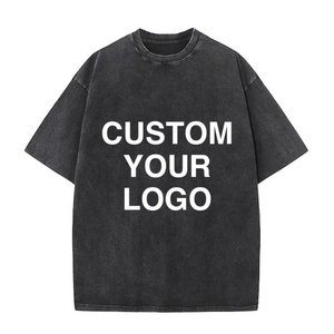 Luxury 280gsm Heavyweight 100% Cotton Custom <b>Logo</b> Acid Wash T Shirt Oversized Vintage Streetwear Hip Hop Graphic Tees - Product Image 1