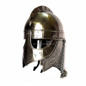 Casco con armadura de lobo vikingo Medieval de acero hecho a mano, acabado plateado con cota de malla y soporte, coleccionable de caballero para adultos - Product Image 1