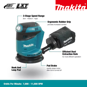 <span class=keywords><strong>Ponceuse</strong></span> orbitale aléatoire sans fil <span class=keywords><strong>Makita</strong></span> 18V, outils électriques miniatures pour le bricolage, le travail du bois, le polissage et le ponçage à petite échelle, moteur sans balais - Product Image 2