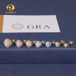 VVS D Moissanite yuvarlak kesim 4 ila 10mm 6 çatalak Trendy takı kulak çıtçıt Unisex 925 ayar gümüş özel vida geri damızlık küpe - Product Image 6