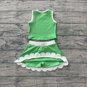 Preordina GSD4025MZ Set Yoga per Bambine: Maglietta Verde Senza Maniche e Gonna-Pantaloncino Bianca <span class=keywords><strong>con</strong></span> Bordo Ondulato per Neonate e Bambine Piccole - Product Image 2
