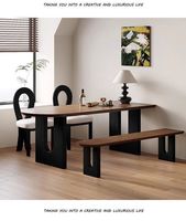 Table à manger ovale 4 places en bois massif de style médiéval français, mobilier de maison pour petit appartement, réception/négociation murale