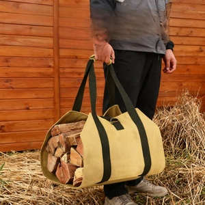 Sac de rangement pour bois de chauffage en <span class=keywords><strong>toile</strong></span> enduite de cire, sac de transport portable pour bois d'extérieur, sac à main multifonctionnel pour bois de chauffage, modèle - Product Image 4