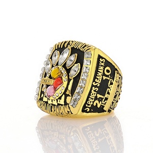 Anelli del Campionato NFL 2005 dei Pittsburgh Steelers di Alta Qualità, Anello di Gioielleria Placcato Oro in Lega per Super Bowl - Product Image 2