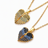 Collier pendentif Cœur Ailes d'Ange plaqué or avec zircon multicolore, breloque cristal, cadeau commémoratif pour femme