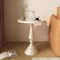 Table basse vintage en fer forgé de style américain avec plateau en marbre, petite table d'appoint pour balcon, table d'angle créative pour chevet