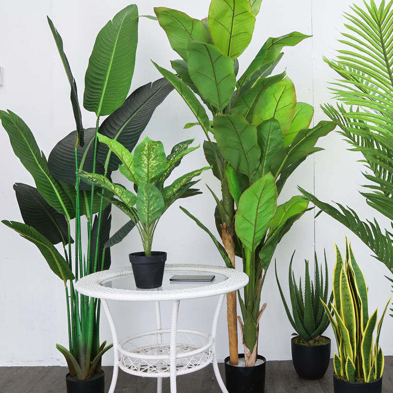 In Stock Artificial Palm Tree Plants Home Decor Bonsai Tree Plastic Plants Pots Garden Landscaping Fake Plants For Indoor Home