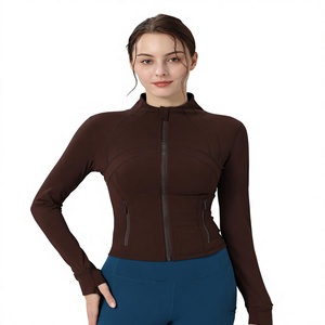 Women Running <b>Jackets</b> Athletic Workout <b>Jacket</b> Full <b>Zip</b> <b>up</b> <b>Gym</b> With Zipper Pockets Thumb Holes Yoga Top - Product Image 1