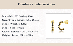 Boucles d'oreilles créatives et polyvalentes ROXI, style simple en forme de C, en argent sterling S925, avec zircon coloré - Product Image 6