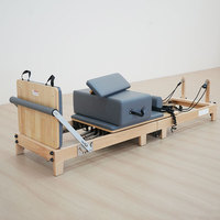 Reformer de Pilates en bois de chêne de qualité commerciale, pliable, certifié CE/ISO, pour studio de Pilates professionnel