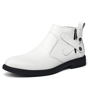 מלסי לבן חדש בסגנון בריטי מלסי mens מגפונים יוקרה מותג עגול הבוהן עקב נמוך הקרסול בצד רוכסן עסקי מגפי עור רשמי - Product Image 4