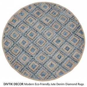 พรมปูพื้น DIVTIK DECOR ลายดอกไม้ ทอจากเส้นใยปอกระเจาและผ้ายีนส์ ดีไซน์ทันสมัย เป็นมิตรกับสิ่งแวดล้อม ผลิตด้วยเครื่องจักร ป้องกันการลื่น ใช้ได้ทั้งภายในและภายนอกอาคาร - Product Image 2