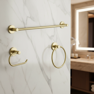 Juego de Accesorios de Baño de Oro Mate Premium de 3 Piezas, Montaje en Pared para Baño de Lujo - Product Image 1