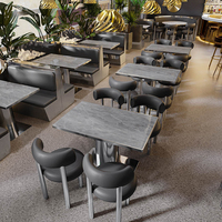 Meubles commerciaux de luxe léger, ensembles de tables et chaises en métal et cuir, canapé de banquet personnalisé haut de gamme avec table et chaises pour restaurants