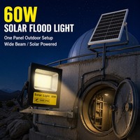 Projecteur solaire LED 30-400W avec batterie LiFePO4, boîtier ABS, étanche IP66, lampe solaire extérieure pour jardin, cour, parking