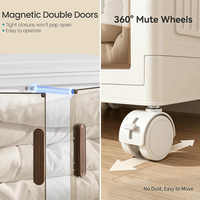 Boîte de rangement pliable en plastique avec roulettes, organisateur de garde-robe couvert, conteneur ménager empilable