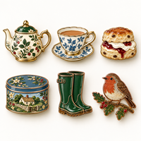 Broches personnalisées en émail pour les boutiques de thé, les cafés, les fêtes de jardin, les événements, les cadeaux et les collectionneurs