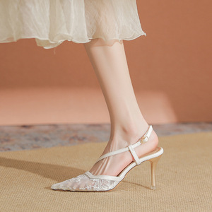 <span class=keywords><strong>Sandali</strong></span> Sexy con <span class=keywords><strong>tacco</strong></span> alto da <span class=keywords><strong>donna</strong></span> con cinturino alla caviglia in maglia a punta per incontri e discoteche moda estiva - Product Image 2