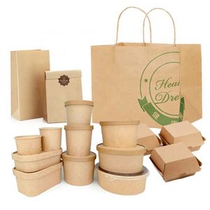 Custom Logo Print Eco-friendly Recyclable Brown Kraft Paper <b>Bags</b> with Handles Big Size Takeaway Food Packaging for Pizza & Sushi - Product Image 6