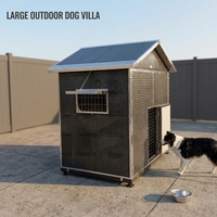 Grande villa extérieure pour chien, abri isolé pour animaux de compagnie avec portes avant et arrière, fenêtre latérale ventilée