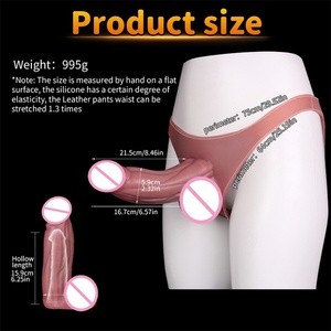 SXXY Real Textured Skin Feeling Male Strap-On Penis Extender Silicone Briefs With Hollow <b>Dildo</b> for Men Reusable Condom Pants - Product Image 2