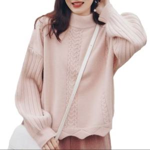 Pull en cachemire à manches longues décontracté pour femmes personnalisé ourlet irrégulier torsadé Jacquard Design polyvalent court pour l'automne - Product Image 2