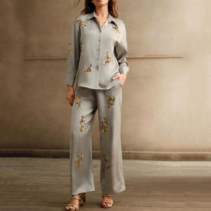 Custom Made Women Casual Sequins Embroidered Shirt & <b>Pants</b> Set - Product Image 2