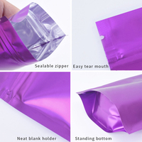 Échantillon gratuit OEM sac à fermeture éclair 3.5g refermable anti-odeur pochette imprimée personnalisée sacs mylar violet