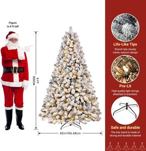 SHareconn Albero di Natale Artificiale in Abete da 1,8 m con 500 Luci Incandescenti Bianco Caldo, Effetto Neve, Base Pieghevole, 900 Punte di Rami - Product Image 4