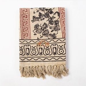 Nueva manta tejida 100% personalizada de algodón Floral de lujo exclusiva, manta floral hecha a mano con bloque impreso, funda para sofá - Product Image 5