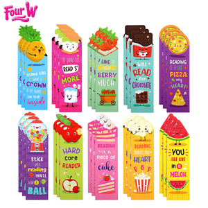 Four W Alien Design DIY Custom Mixed Colors Fruit Fragrance Water Resistant 4x14cm Funny Style Paper Bookmark Promotional