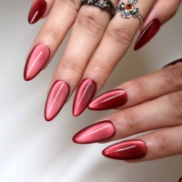 Offre Spéciale Halloween – Faux Ongles Amande de Luxe en Acrylique, Effet Peau Parfaite, French Manucure Rouge Vin, Paillettes Fines, Couleur Unie – Vente en Gros