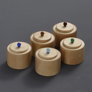 Natural portable <b>bamboo</b> tea caddy, tea storage box, tea rinsing <b>container</b>, small airtight <b>bamboo</b> tube, small green tangerine - Product Image 1