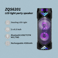 Nouveau haut-parleur portable avec caisson de basses et microphone intégré, éclairage LED Hi-Fi 6,5 pouces ZQS 6201, pour les fêtes et les scènes, fabriqué en plastique durable