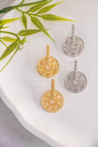 ต่างหูห่วงสไตล์โบฮีเมียน หรูหรา เรียบง่าย ไม่ซ้ำใคร งานฝีมือชุบทองบนเงิน ดีไซน์โปร่ง สำหรับงานแต่งงาน/วันครบรอบ - Product Image 6