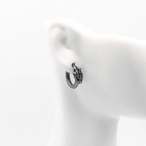 Boucles d'oreilles Dragon Hoop en acier inoxydable, design animal, bijoux unisexes - Product Image 4