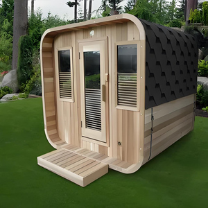 Sauna a Infrarossi Moderna in Cedro Rosso per 6 Persone, Cubo da Esterno Adatto per Villa, Porta Esterna in Vetro Temperato, Stufa Elettrica 6kW - Product Image 2